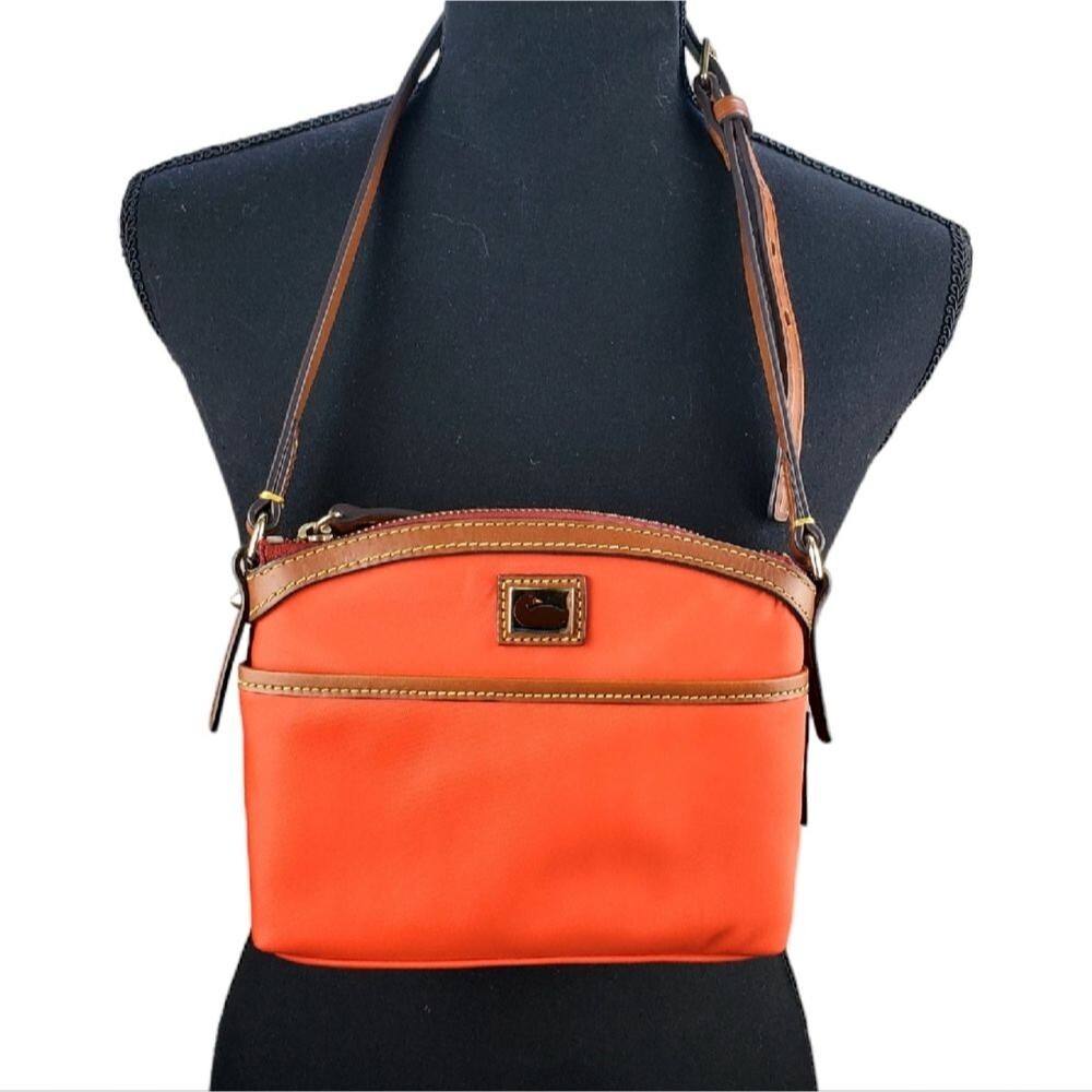 DOONEY & BOURKE Red Nylon Crossbody Bag Leather Trim Adjustable Strap